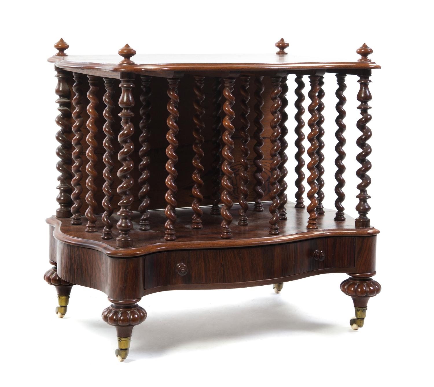 A William IV Rosewood Canterbury, Height 25 x width 29 x depth 17 1/2 inches.