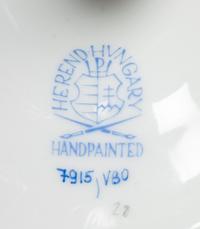 A Herend Porcelain Grouping, Including a Soup Tureen and Undertray and Two Candlesticks