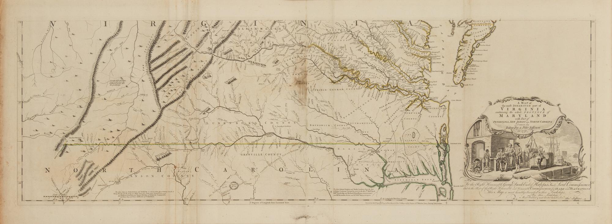 [MAPS & ATLASES]. FRY, Joshua (1699-1754) and Peter JEFFERSON (1708-1757). A Map of the Most Inhabited Part of Virginia containing the whole Province of Maryland with Part of Pensilvania, New Jersey, and North Carolina . London: Robert Sayer and Thomas Jefferys, 1775.