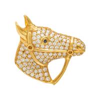 Diamond, Sapphire, and Yellow Gold Horse Brooch