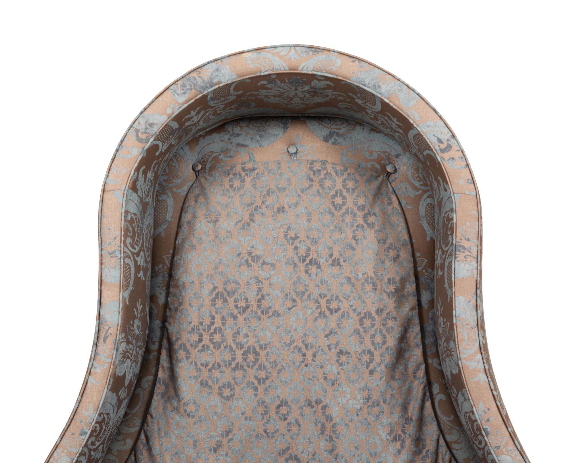 A Contemporary Porter's Chair with Fortuny Cotton Upholstery