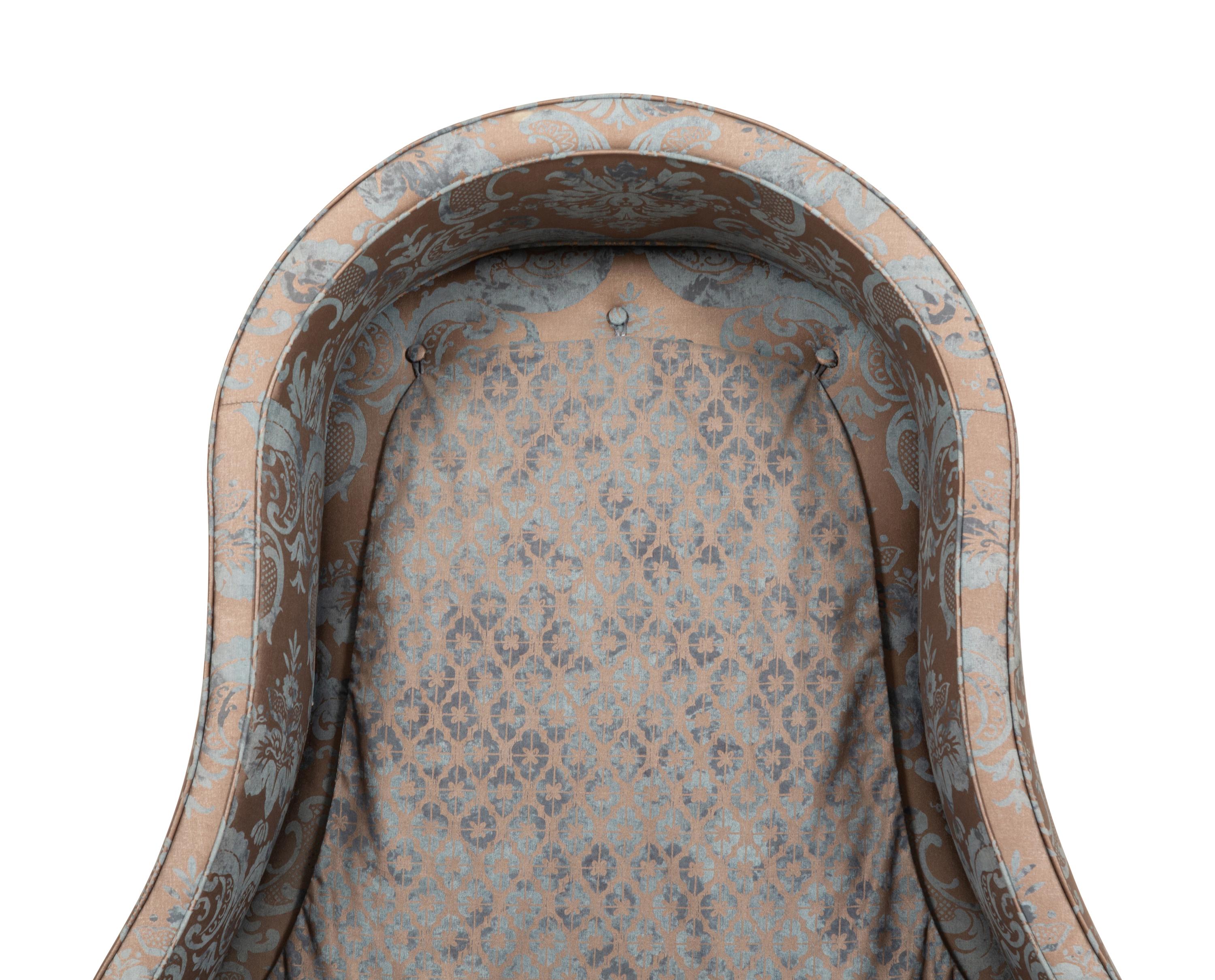 A Contemporary Porter's Chair with Fortuny Cotton Upholstery