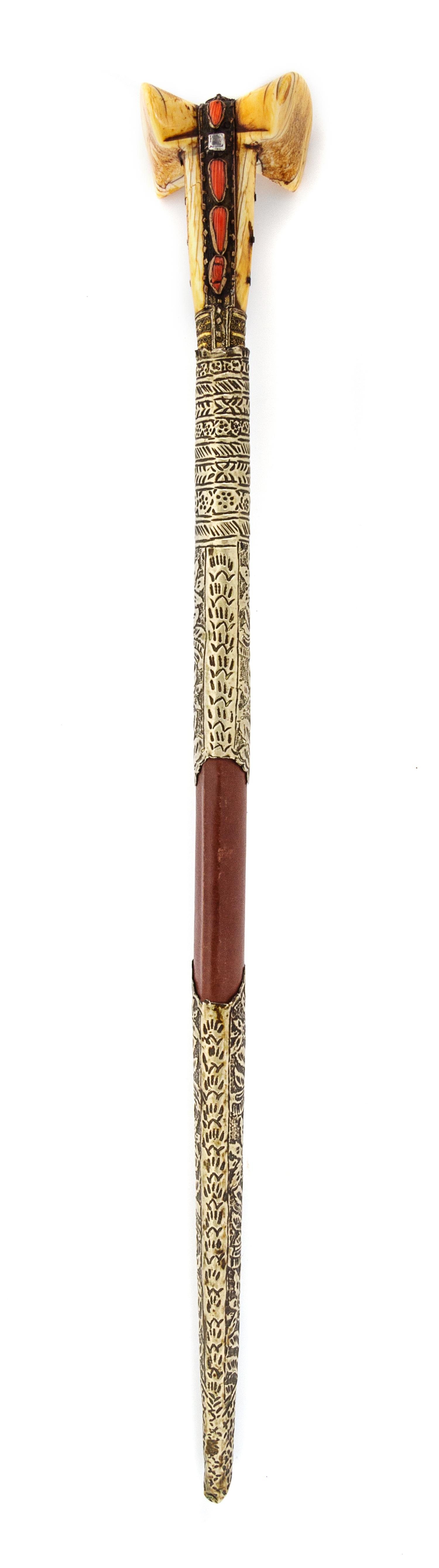 A Turkish Silver-Gilt Yataghan Sword