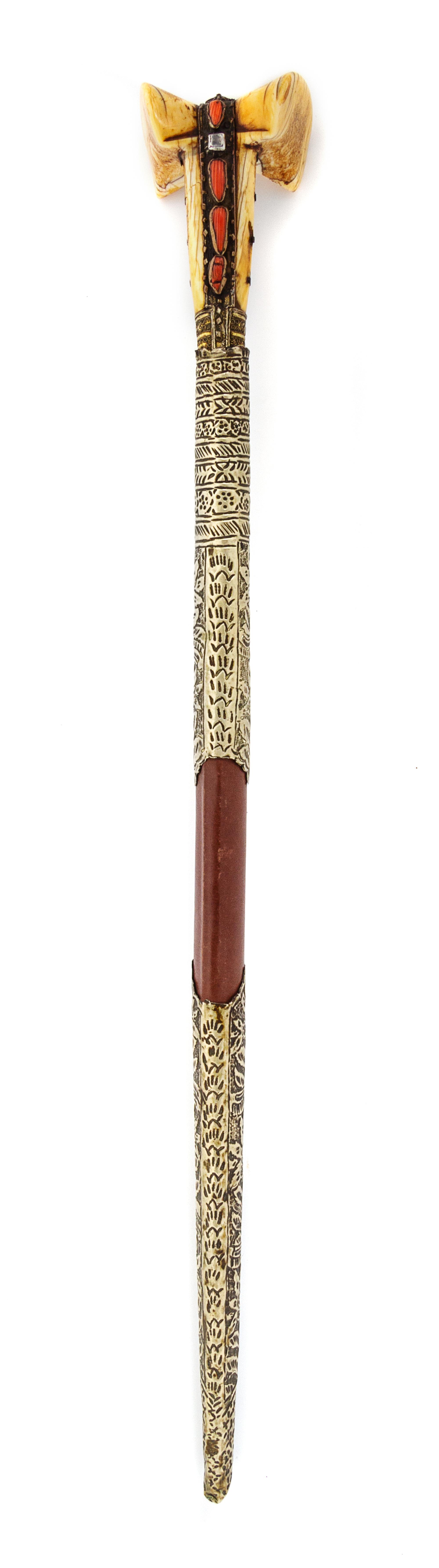 A Turkish Silver-Gilt Yataghan Sword