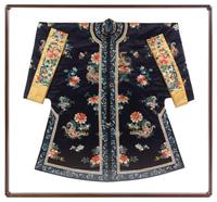 A Chinese Embroidered Silk Lady's Robe Height collar to hem 43 1/2 inches. — LATE QING DYNASTY