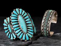 Zuni Turquoise Cluster Cuff Bracelets