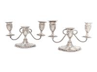 A Pair of American Silver Three-Light Candelabra