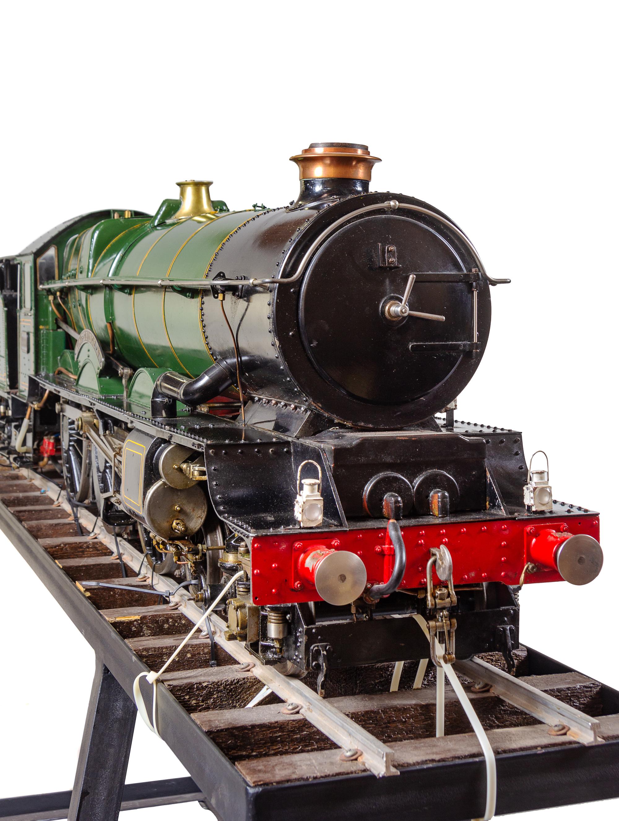 A Rare and Impressive Live Steam 7 1/4-Inch Gauge Painted Metal Great Western Railway-Class 6000: King George V Locomotive and Ride-On Tender