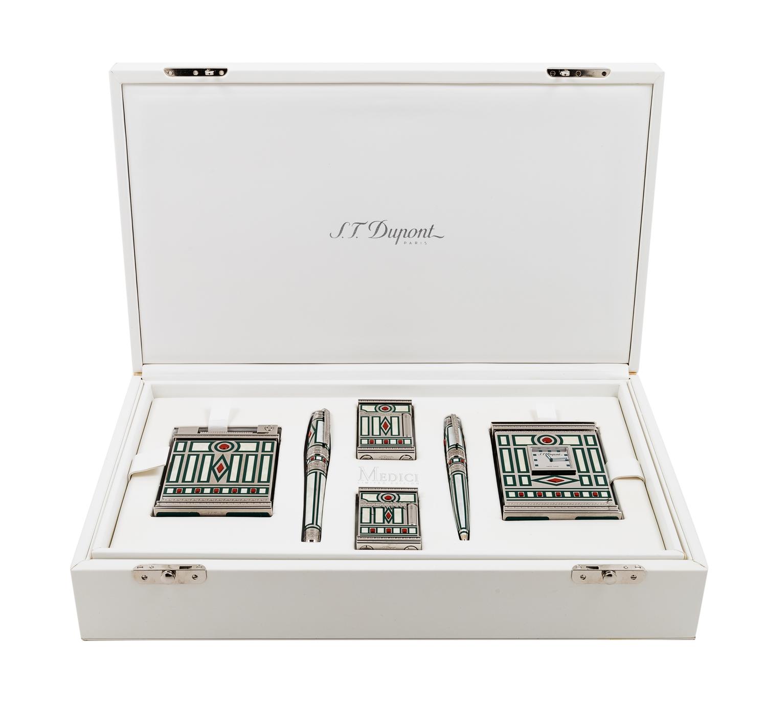 An S.T. Dupont Medici Six-Piece Pen and Lighter Set