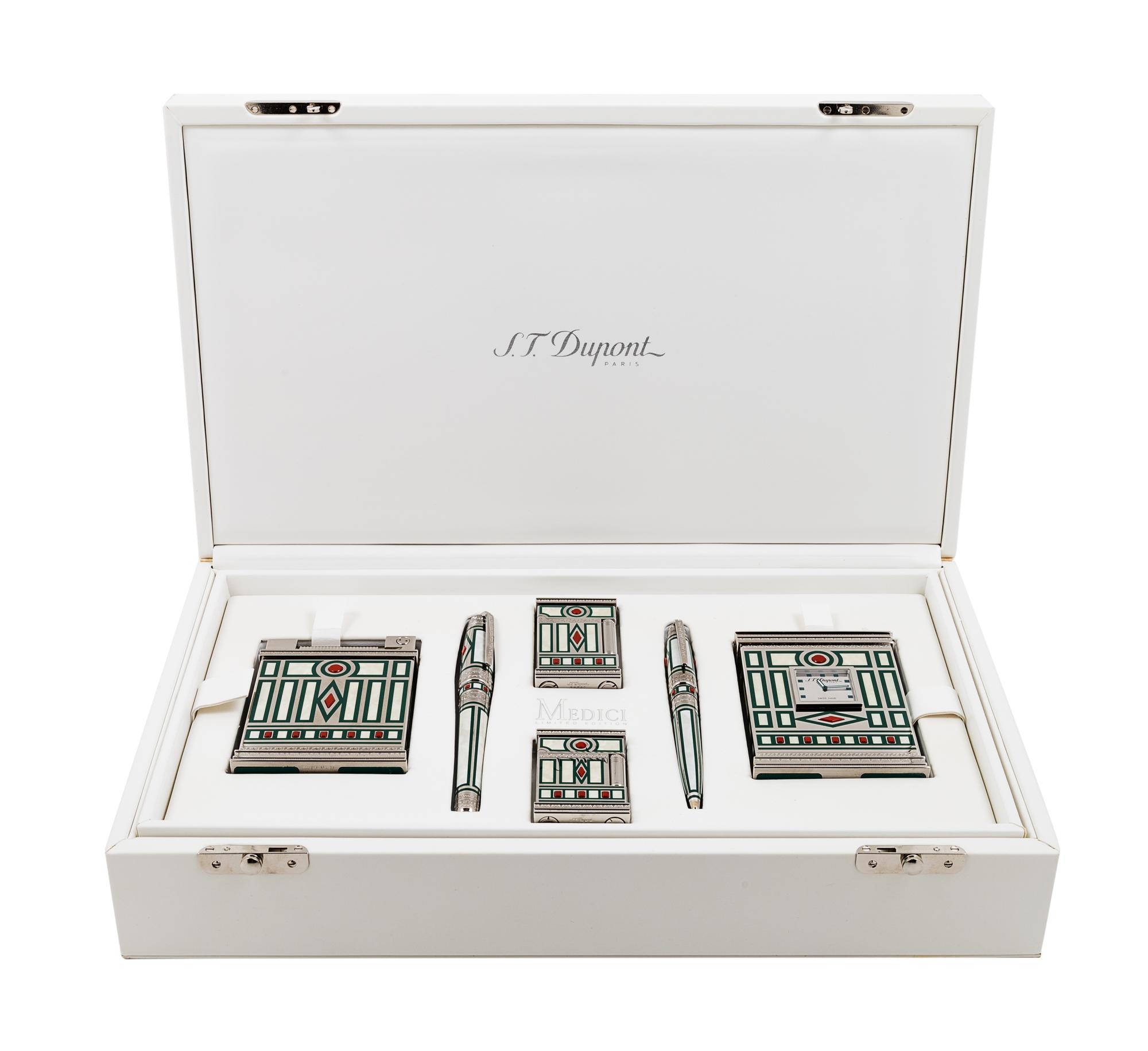 An S.T. Dupont Medici Six-Piece Pen and Lighter Set