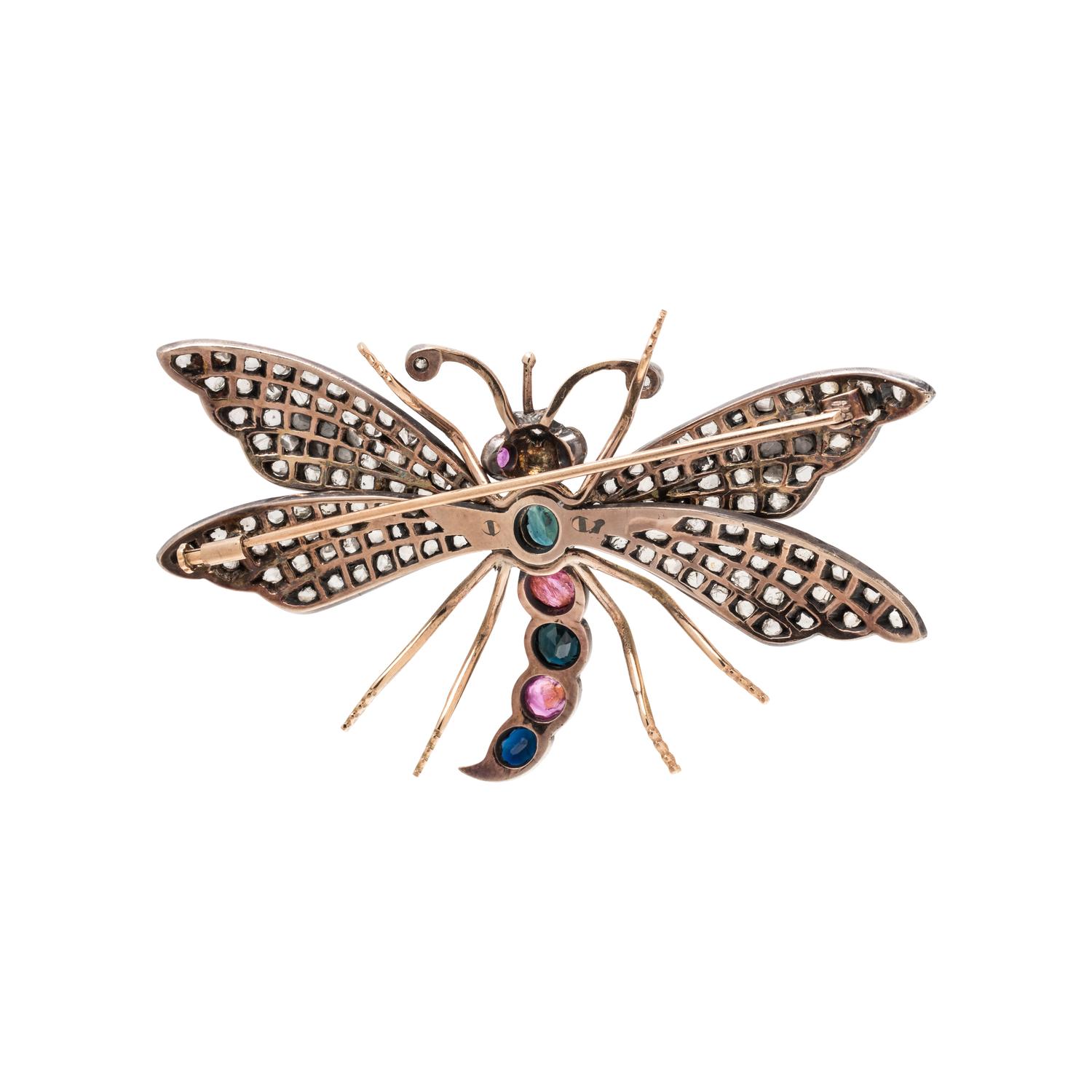 SAPPHIRE AND DIAMOND DRAGONFLY BROOCH