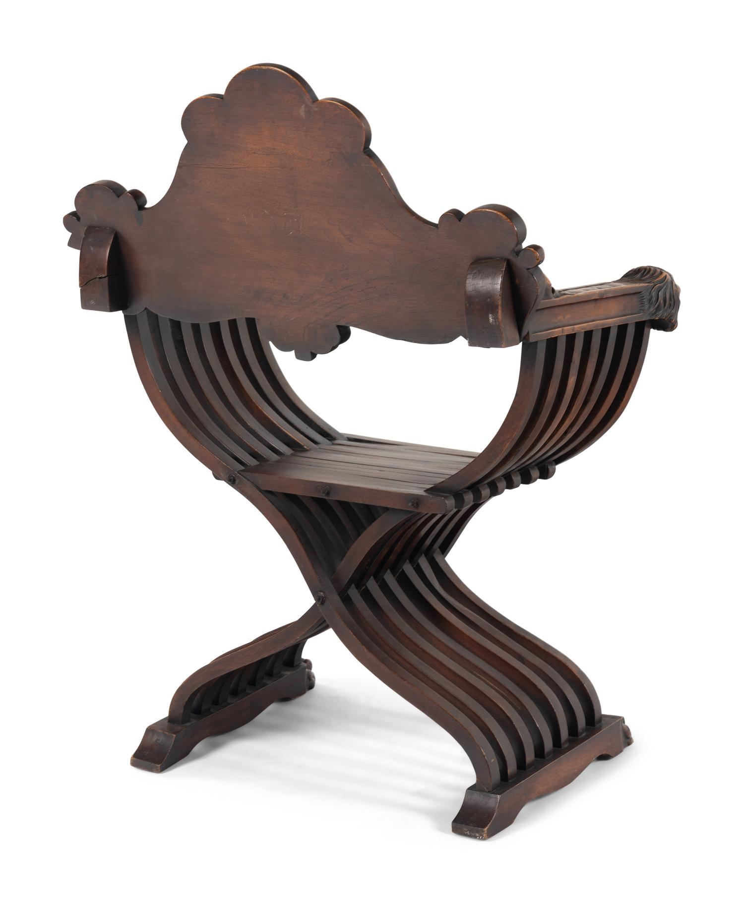An Italian Renaissance Revival Walnut Savonarola Chair