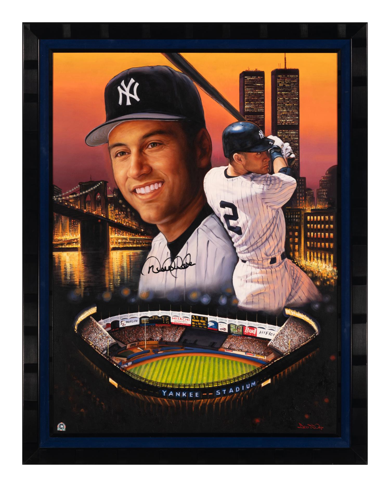 A Derek Jeter Signed Autograph New York Yankees Artwork (Beckett Authentication Services)