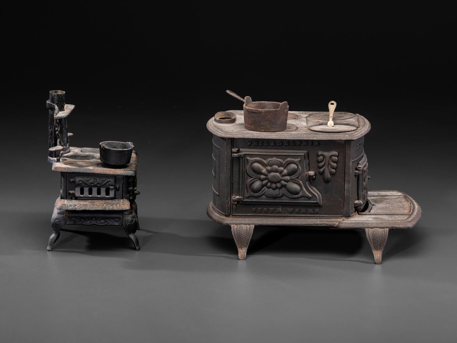 Two Salesman's Sample or Child's Toy Cast Iron Stoves