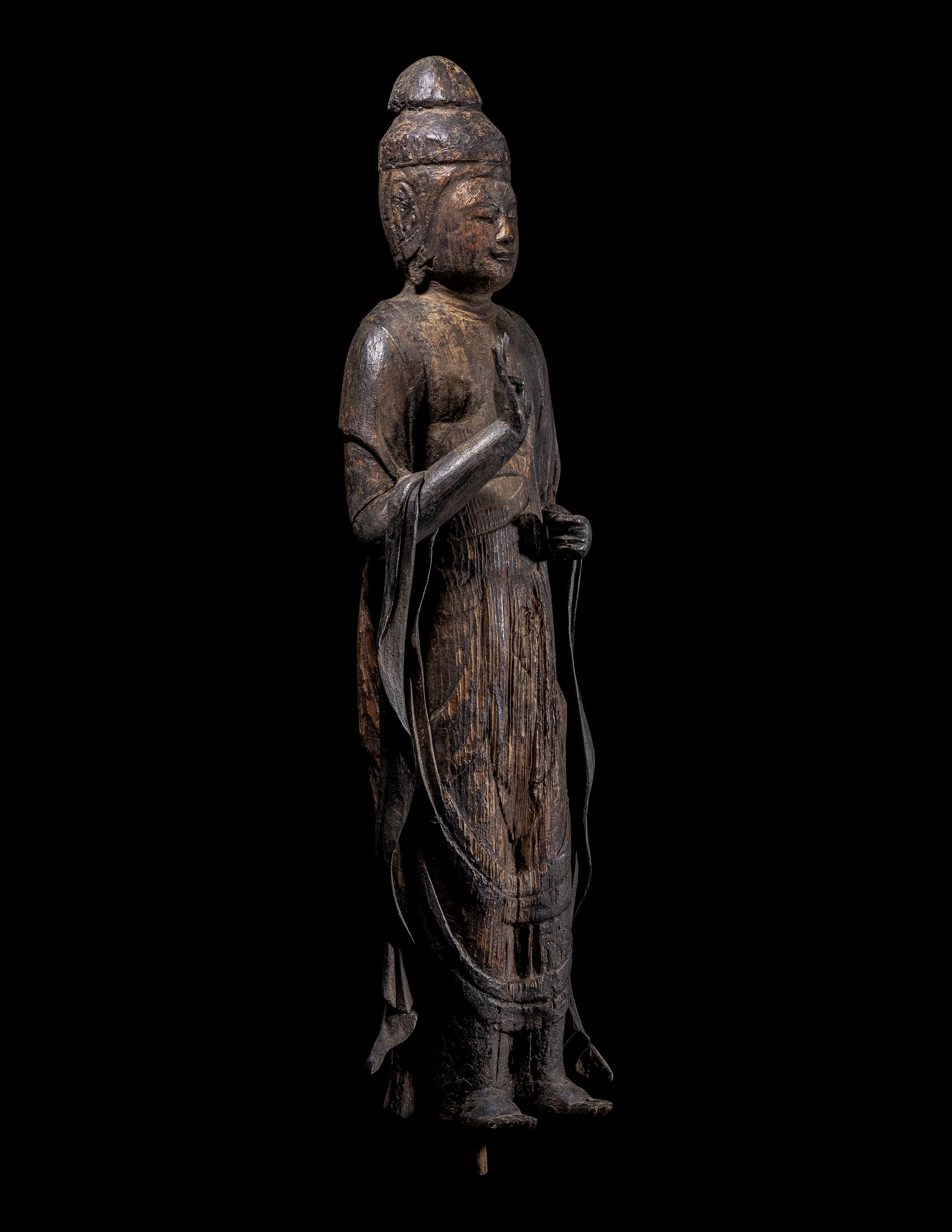 A Japanese Wood Figure of Kannon