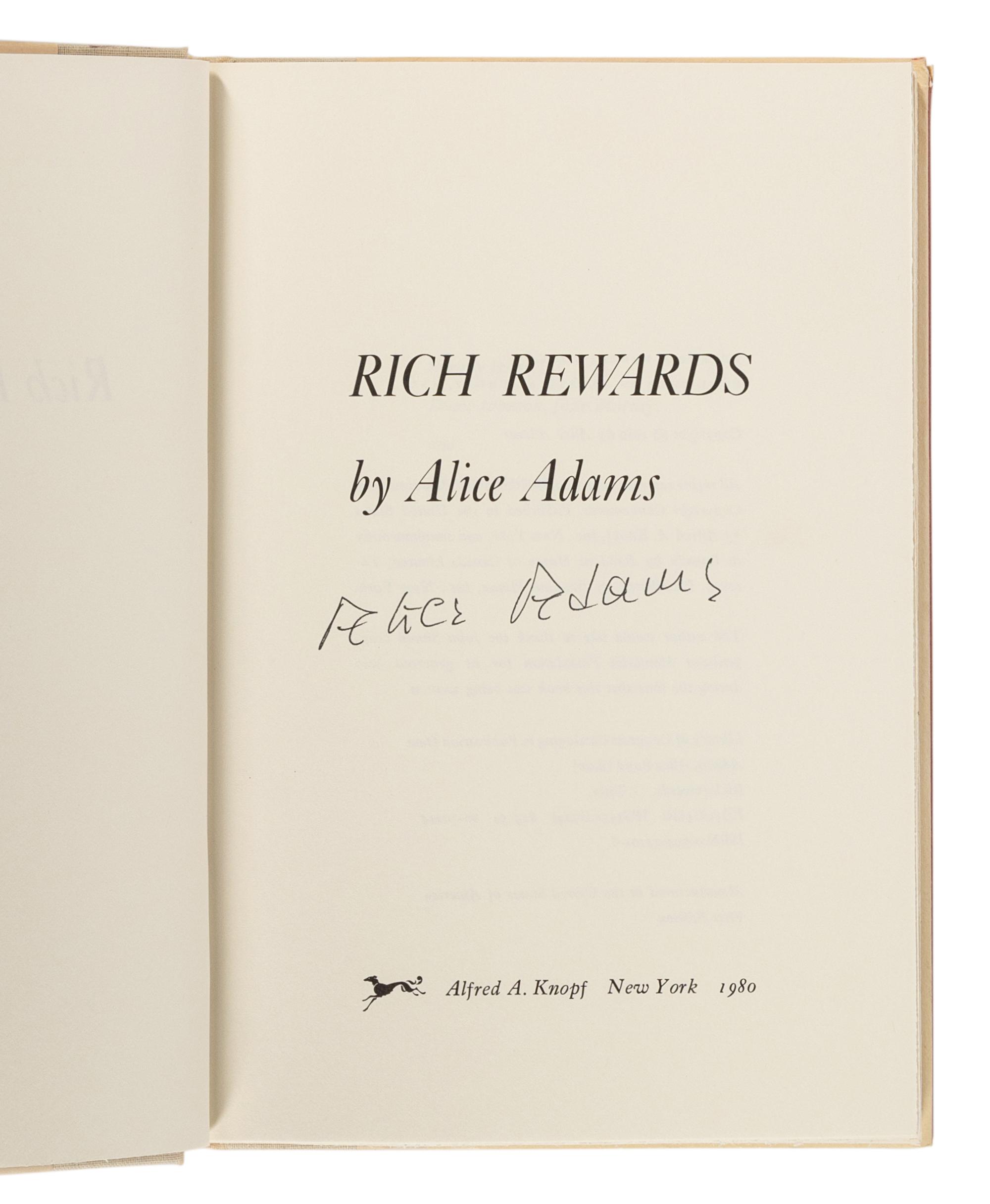 ADAMS, Alice (1926-1999). A group of 4 works by Adams, MOST FIRST EDITION, ALL SIGNED, comprising: