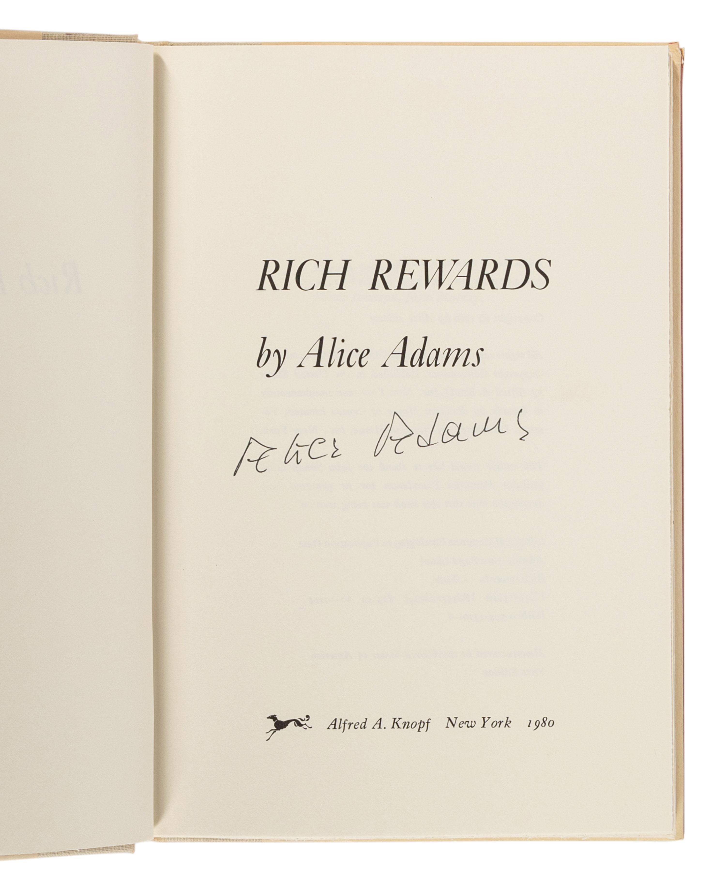 ADAMS, Alice (1926-1999). A group of 4 works by Adams, MOST FIRST EDITION, ALL SIGNED, comprising: