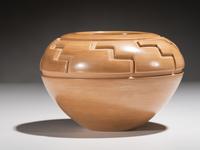 Carved Buffware Pottery Jar