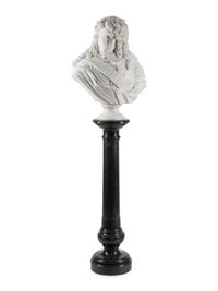 A French Marble Bust and an Associated Swiveling Marble Pedestal