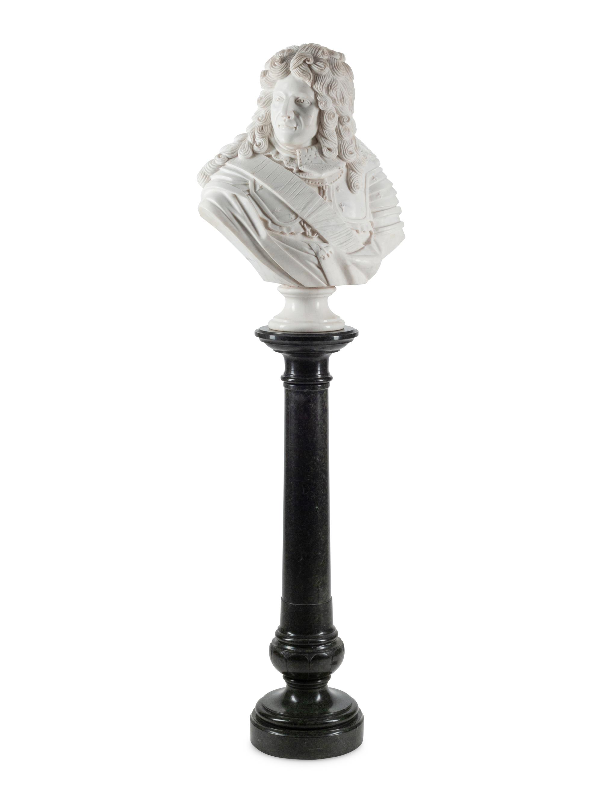 A French Marble Bust and an Associated Swiveling Marble Pedestal