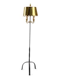 A Metal Floor Lamp with a Gilt Tole Shade