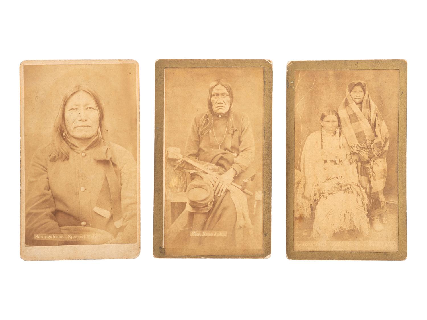 [NATIVE AMERICANS]. CROSS, William R., photographer. A group of 3 CDVs of Brulé Sioux subjects including Chief Spotted Tail. Niobrara, NE: n.d.