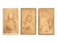 [NATIVE AMERICANS]. CROSS, William R., photographer. A group of 3 CDVs of Brulé Sioux subjects including Chief Spotted Tail. Niobrara, NE: n.d.