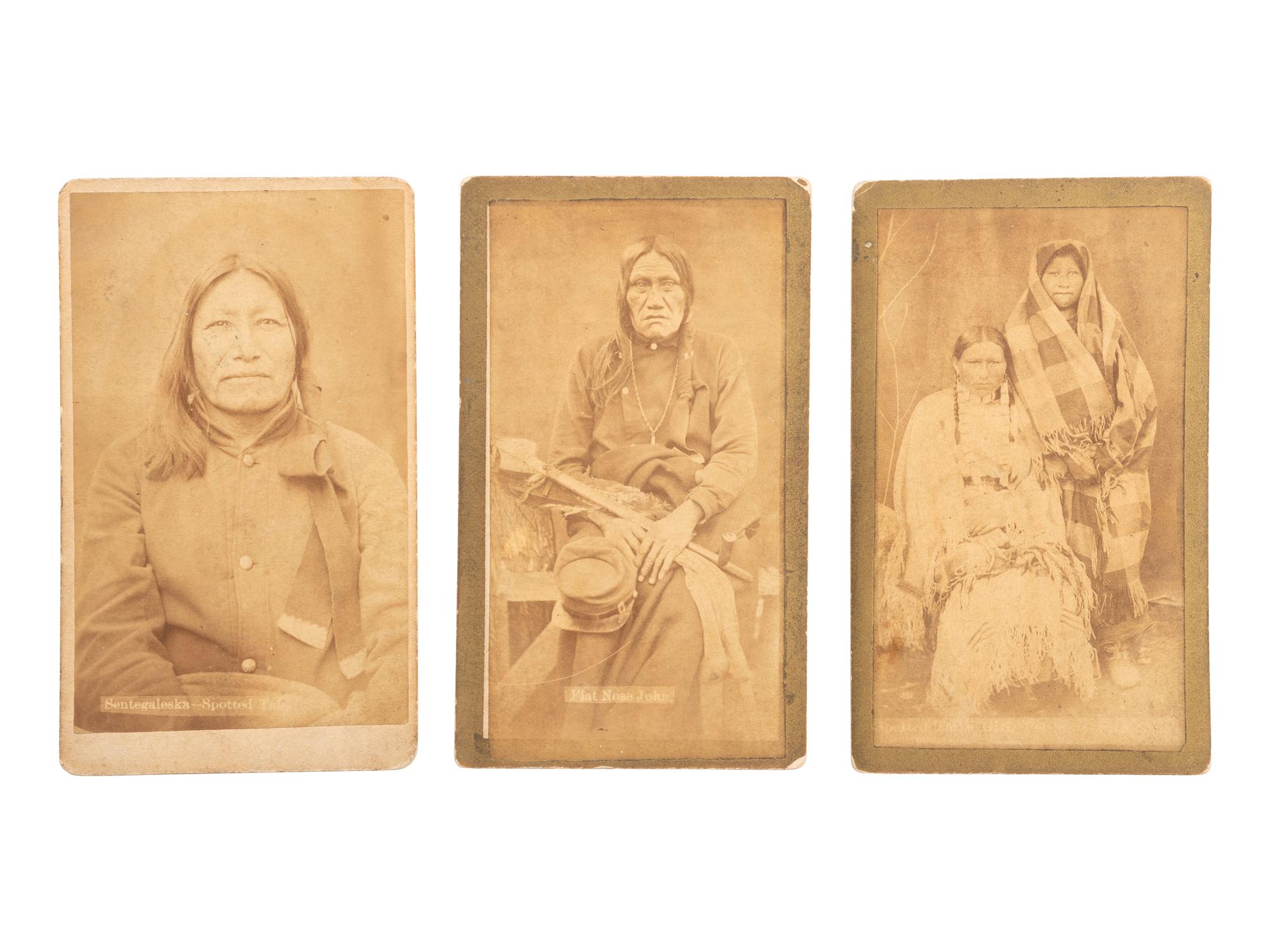 [NATIVE AMERICANS]. CROSS, William R., photographer. A group of 3 CDVs of Brulé Sioux subjects including Chief Spotted Tail. Niobrara, NE: n.d.