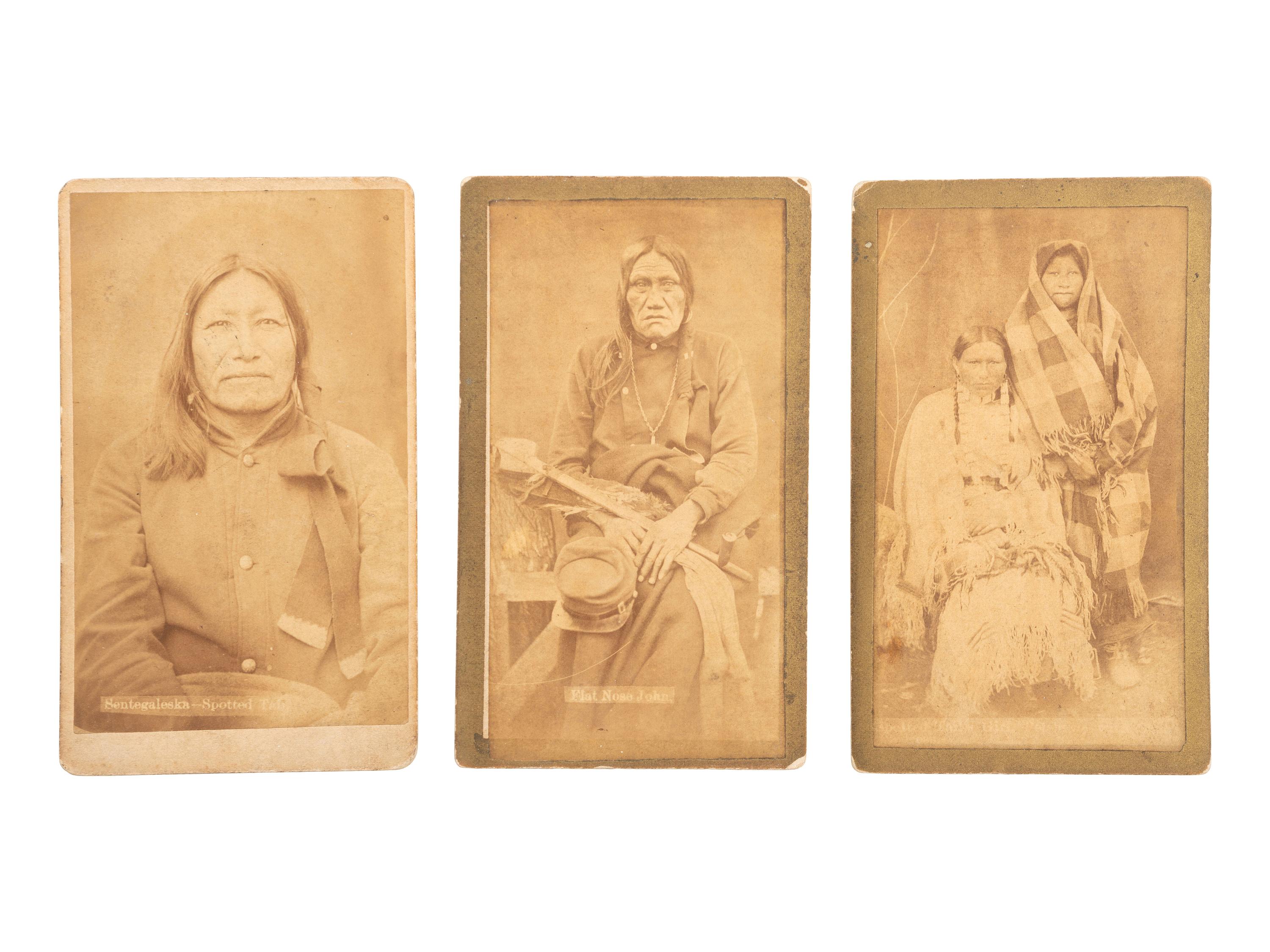 [NATIVE AMERICANS]. CROSS, William R., photographer. A group of 3 CDVs of Brulé Sioux subjects including Chief Spotted Tail. Niobrara, NE: n.d.