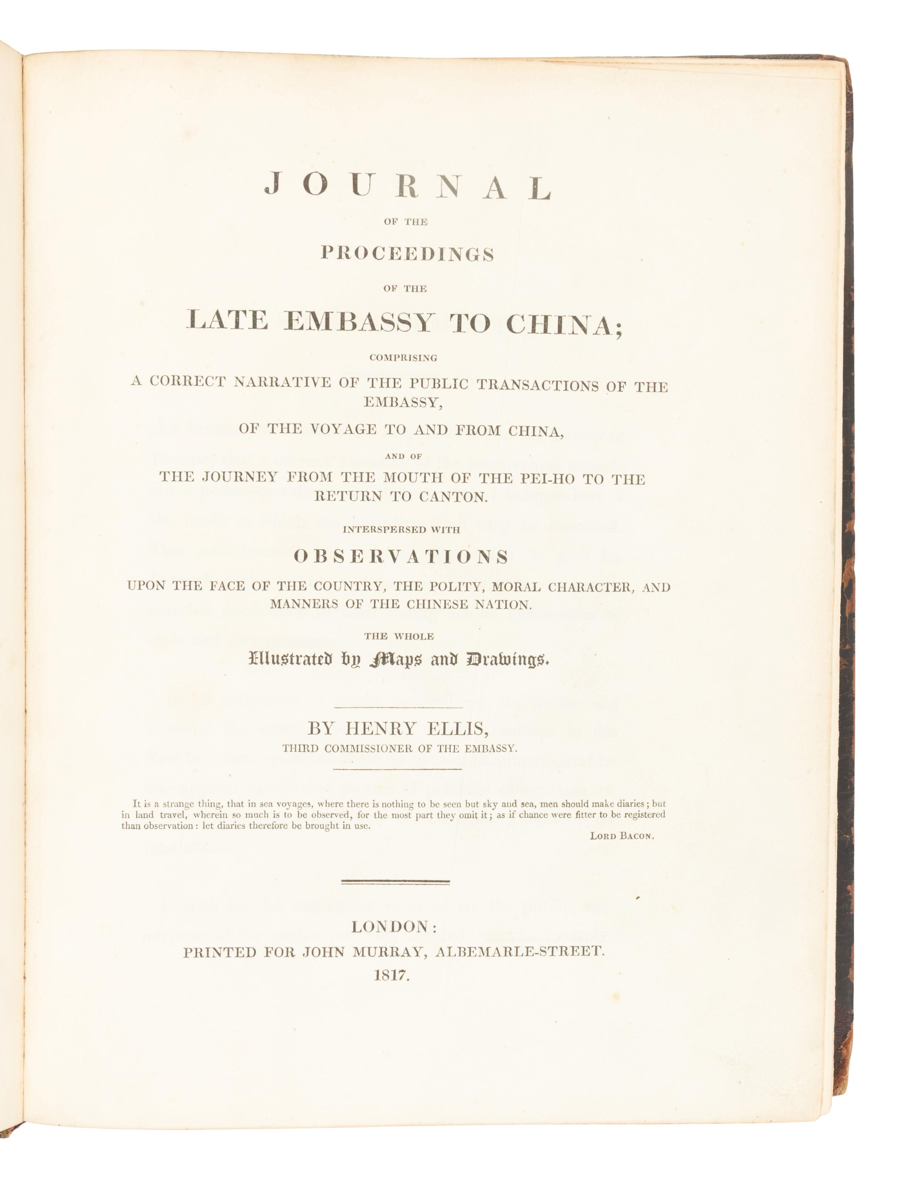 STAUNTON, George Thomas, Sir (1781-1859). Miscellaneous Notices relating to China... London: Henry Skelton for John Murray; Printed for Private Circulation, 1822-1828.
