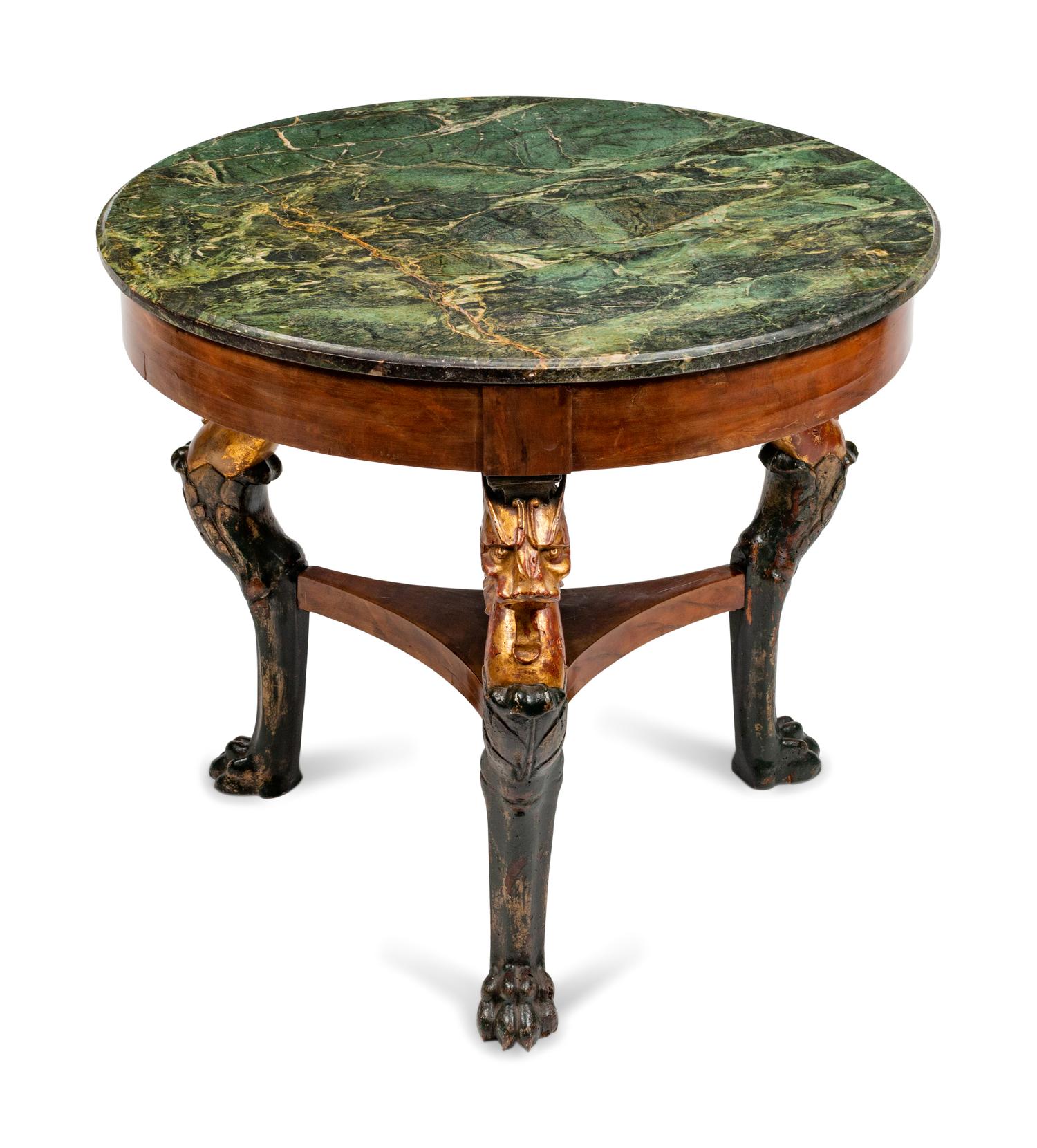 An Empire Style Parcel-Gilt Mahogany Table
