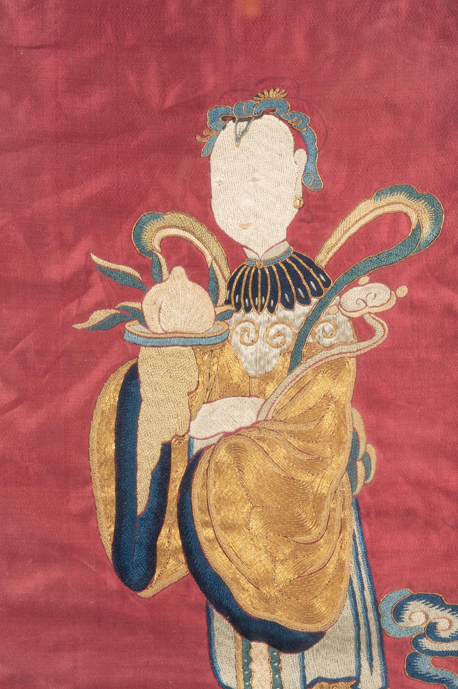 Three Chinese Silk Embroidered Panels
