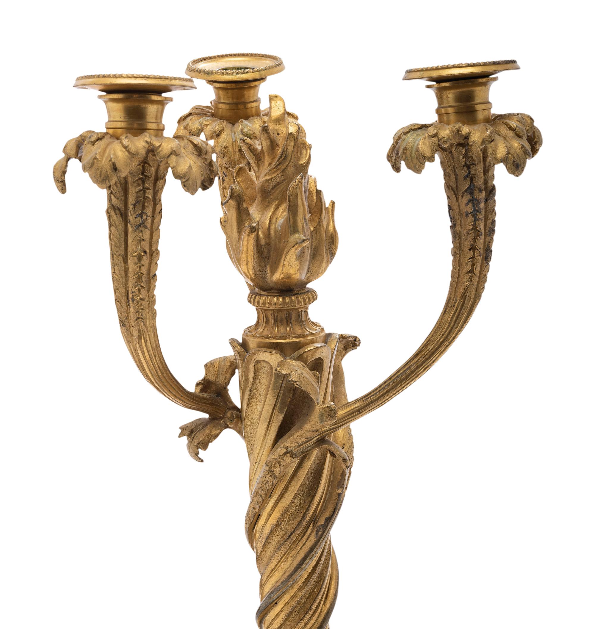 A Pair of French Gilt Bronze Candelabra