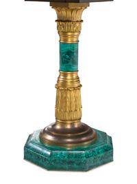An Empire Style Gilt Bronze Mounted Malachite Veneered Table