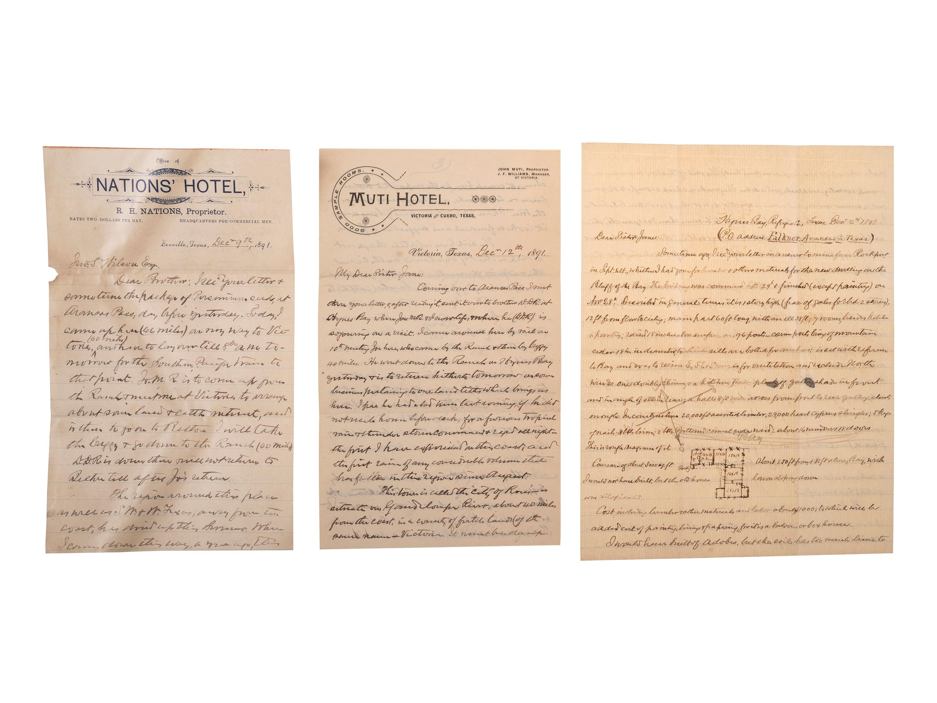 [WESTERN AMERICANA]. The Rosborough family archive, including letters relating to the California Gold Rush, the Modoc War, the Klondike Gold Rush, and early settlement and mining operations in Idaho Territory, Utah Territory, Nevada, and Texas.