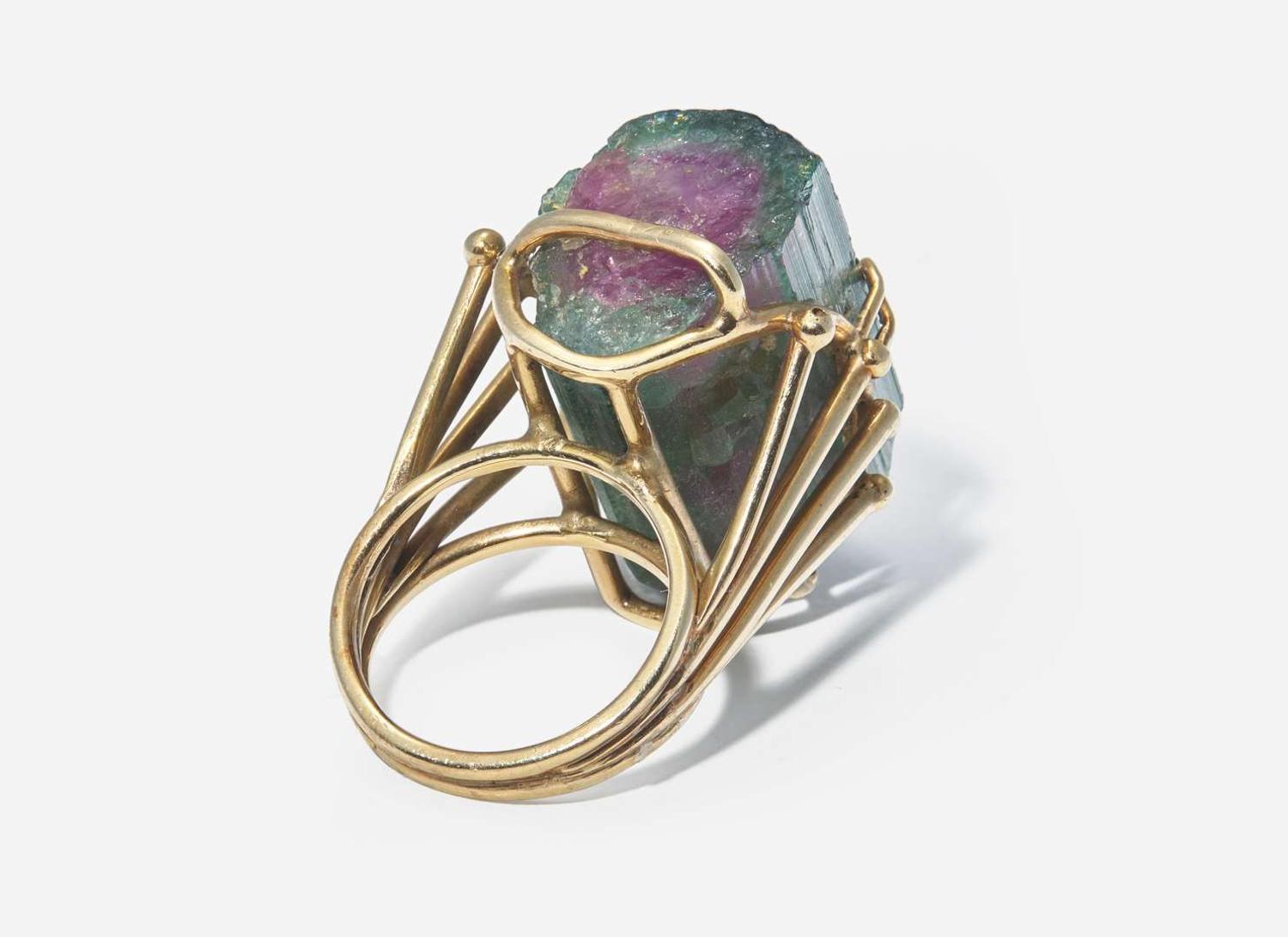 A 14K Yellow Gold and Tourmaline Ring