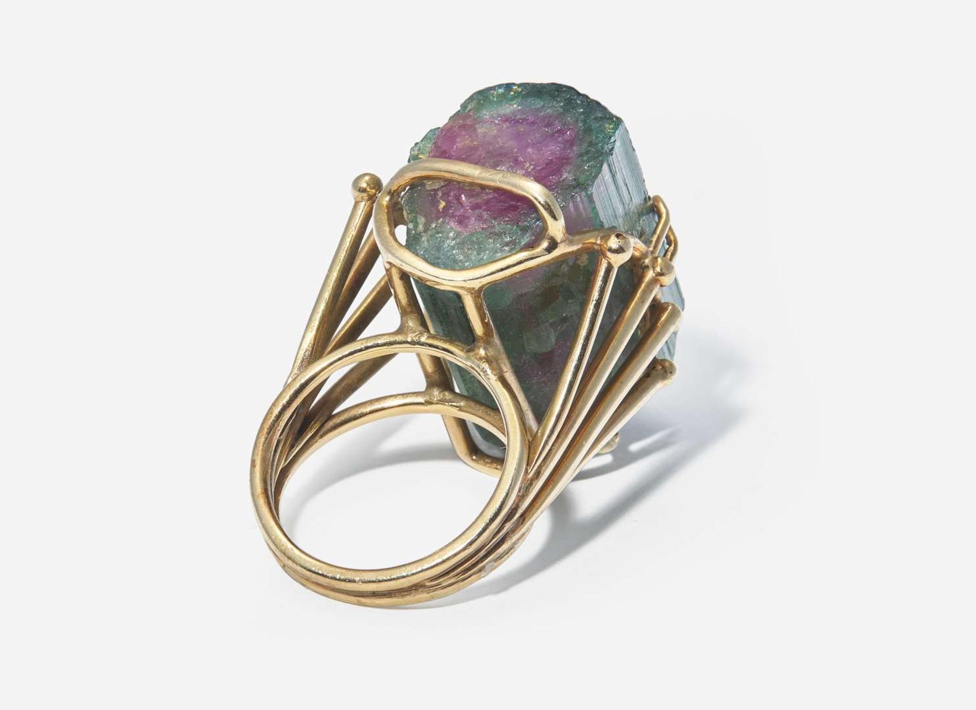 A 14K Yellow Gold and Tourmaline Ring
