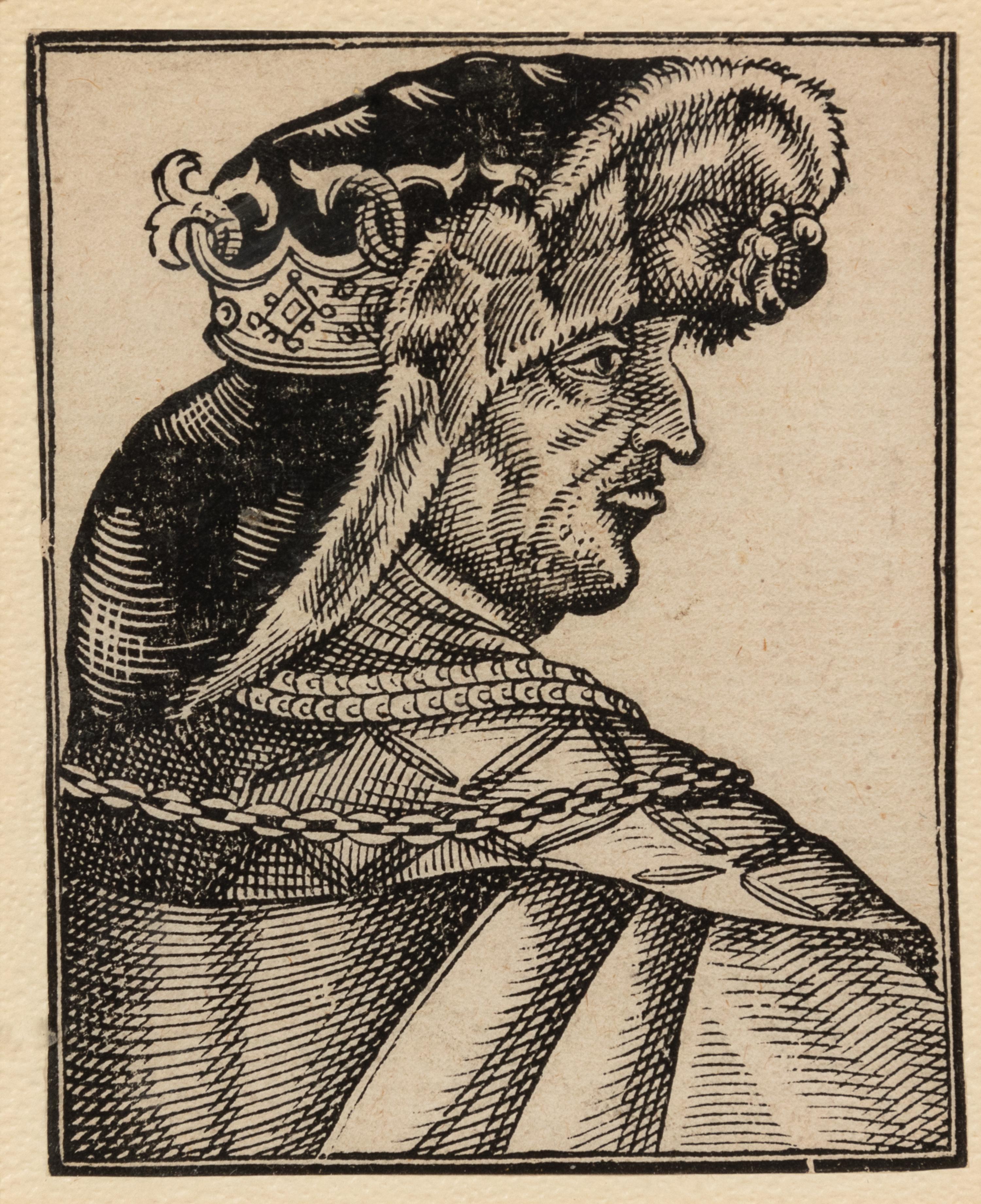 A group of four European engravings depicting Rembrandt, John Calvin, Johann Frederick I, and an unknown sitter