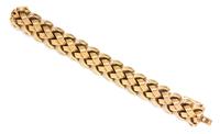 A Yellow Gold Textured Link Bracelet, 46.60 dwts.