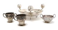 A Mexican Silver Center Bowl, Width of first 11 1/2 inches.