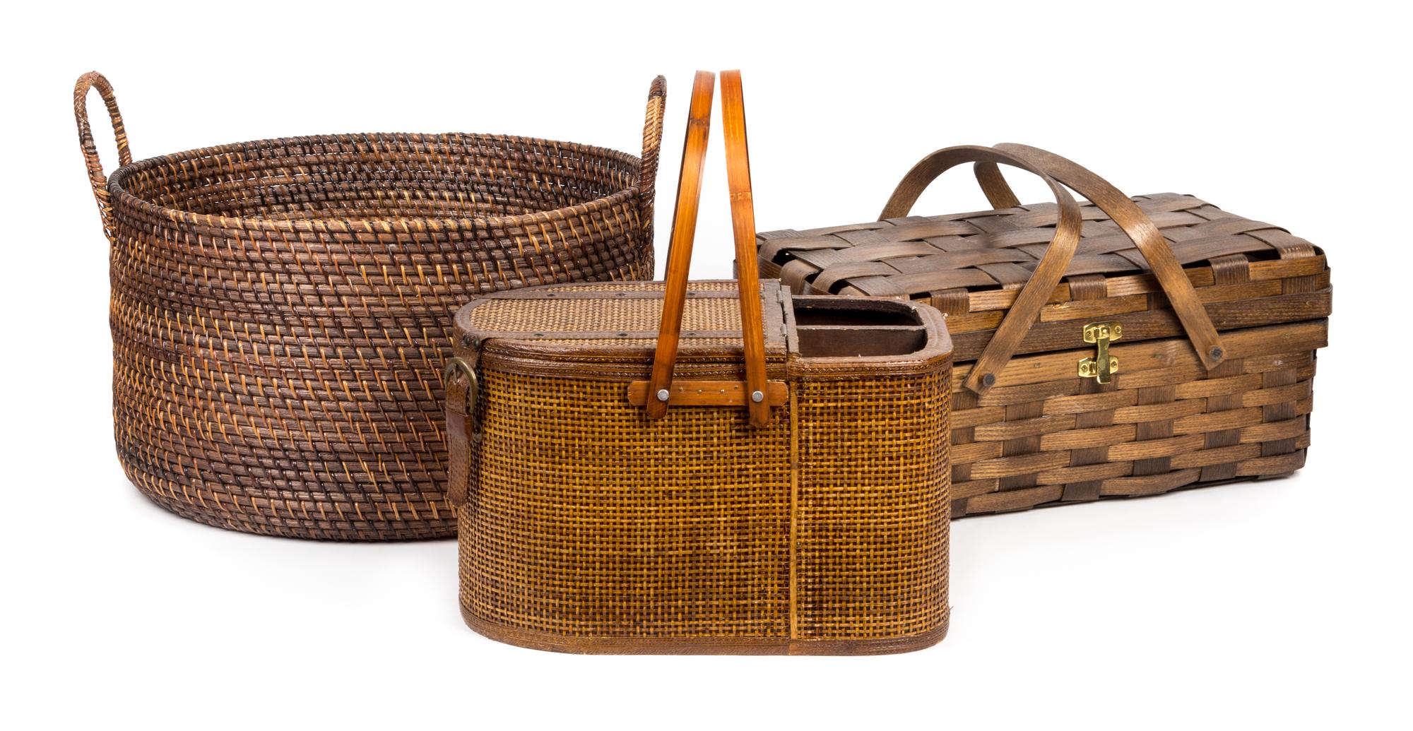 A Group of Decorative Baskets Width of widest 29 inches.