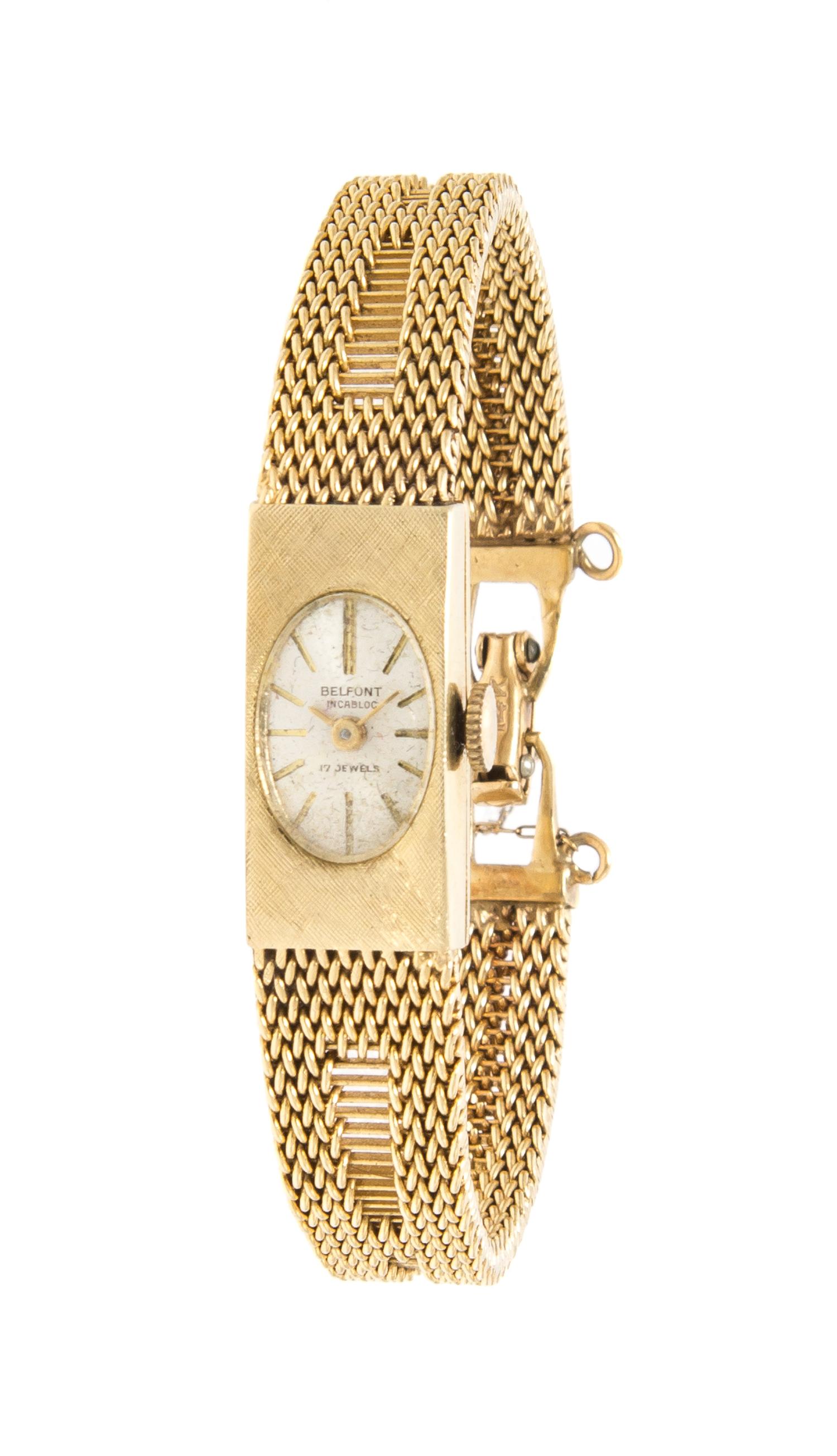 A 14 Karat Yellow Gold Wristwatch, Belfont, 16.60 dwts.