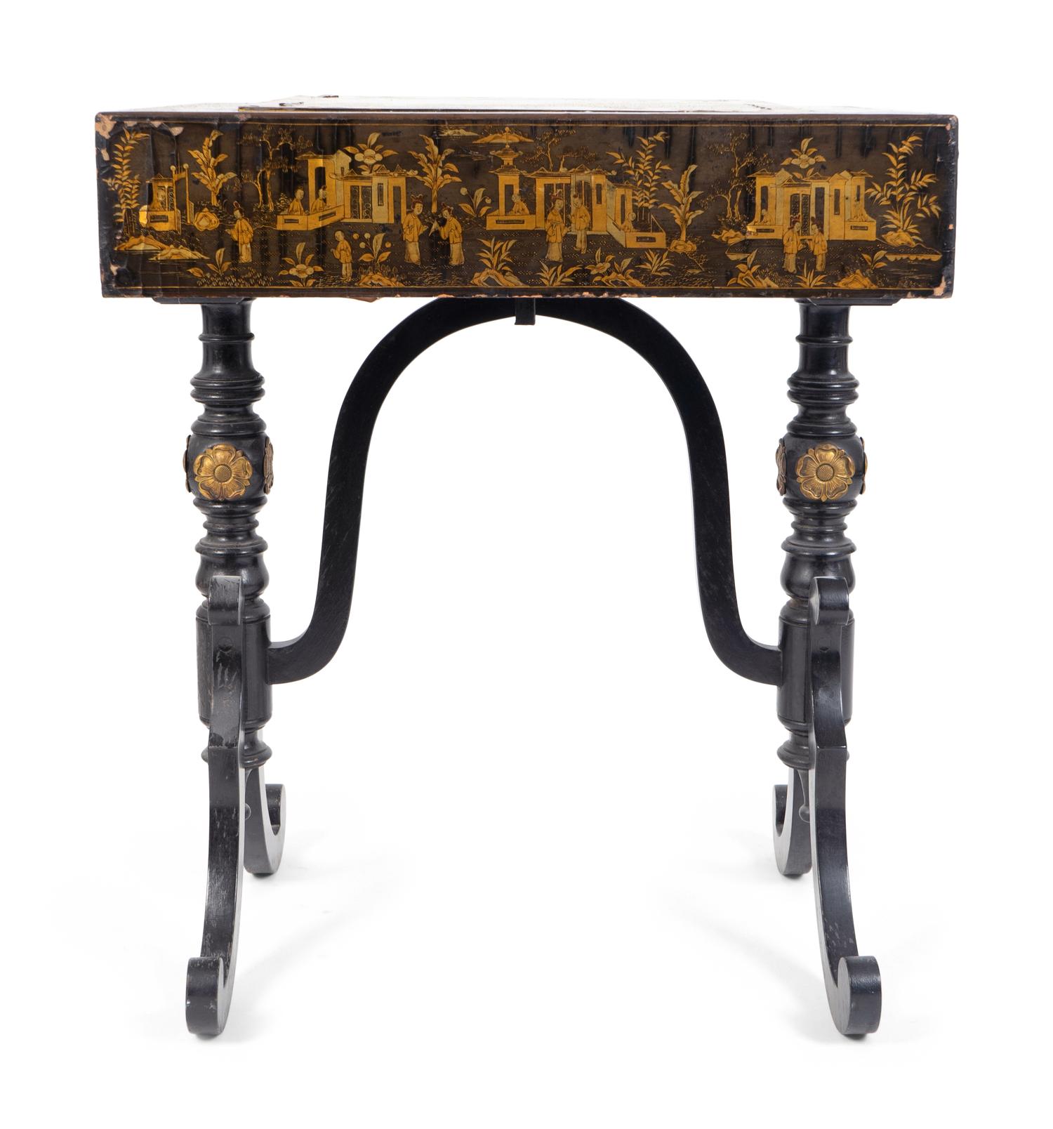 A Chinese Export Black and Gilt Lacquer Games Table — 19TH CENTURY