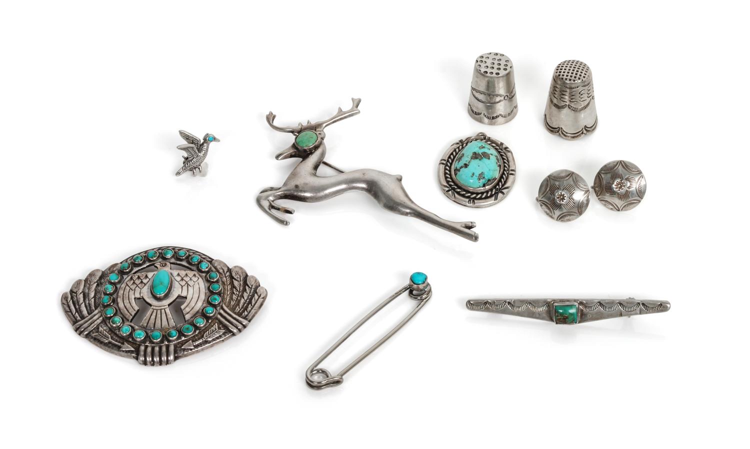 A Group of Southwestern Silver Items Width of first 1 1/4 inches.