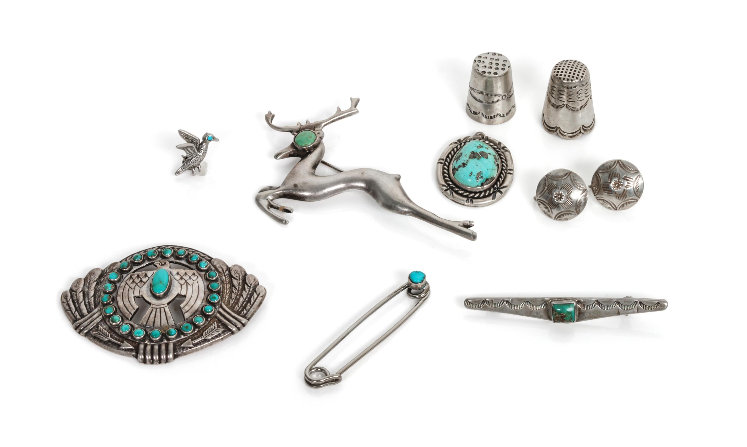 A Group of Southwestern Silver Items Width of first 1 1/4 inches.