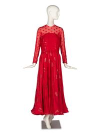 Geoffrey Beene Polka-Dot Chiffon Gown and Raphel Sanchez Evening Bag