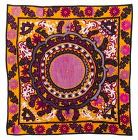A Jizzak Suzani Embroidery 5 feet 1 1/2 inches x 5 feet 3 inches. — FIRST HALF 20TH CENTURY