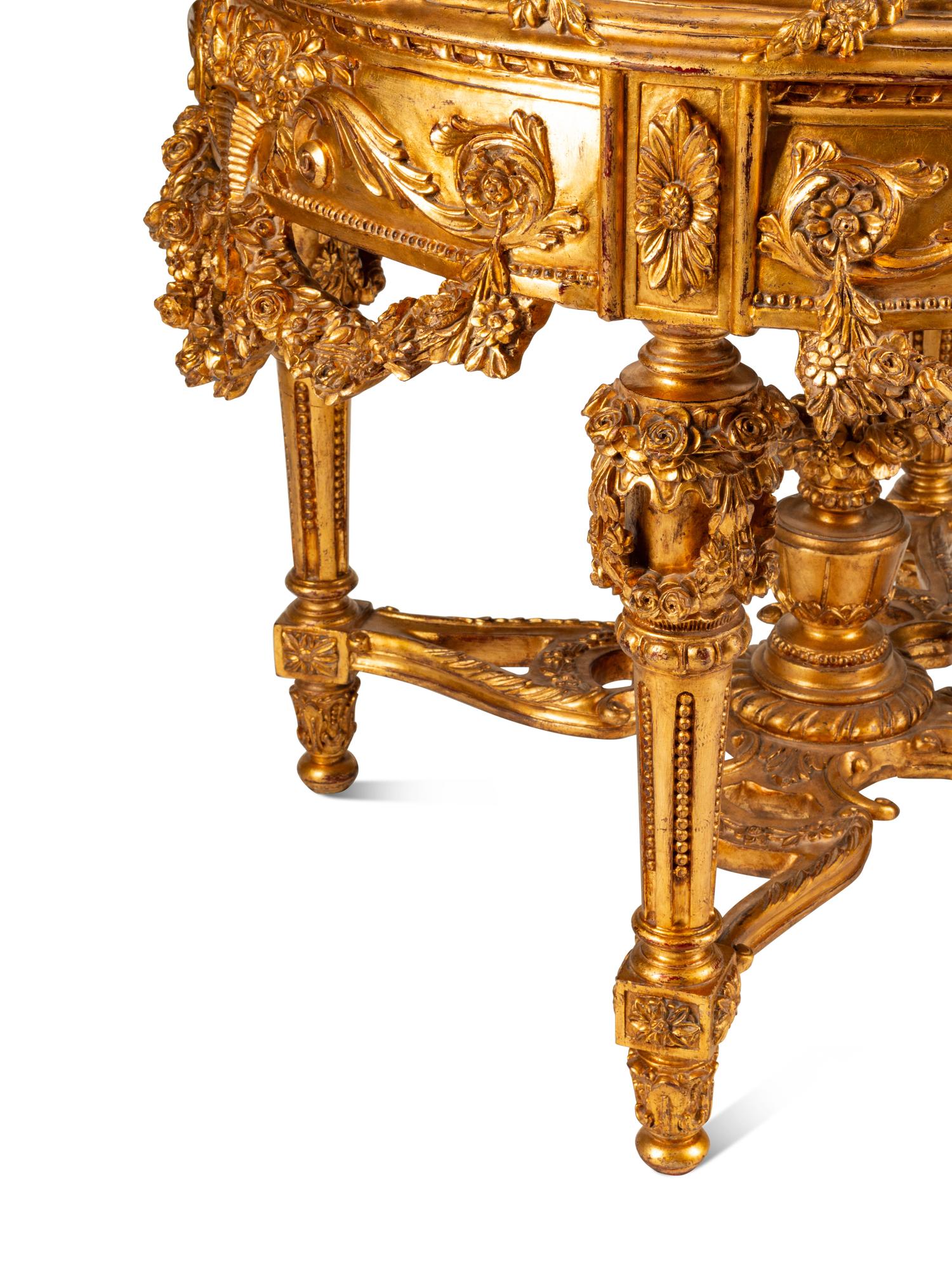 A Continental Giltwood Center Table with a Chinese Lacquer Top
