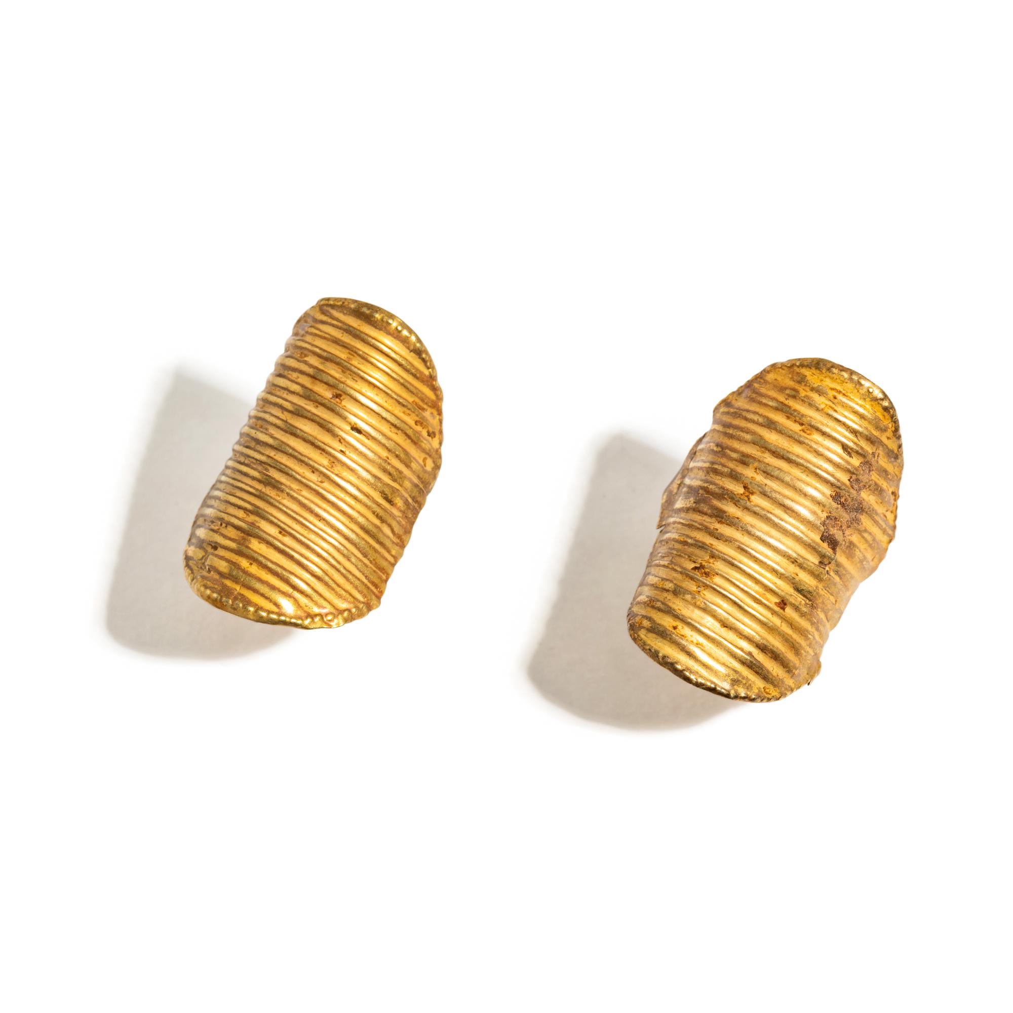 A Pair of Sumerian Gold Earrings