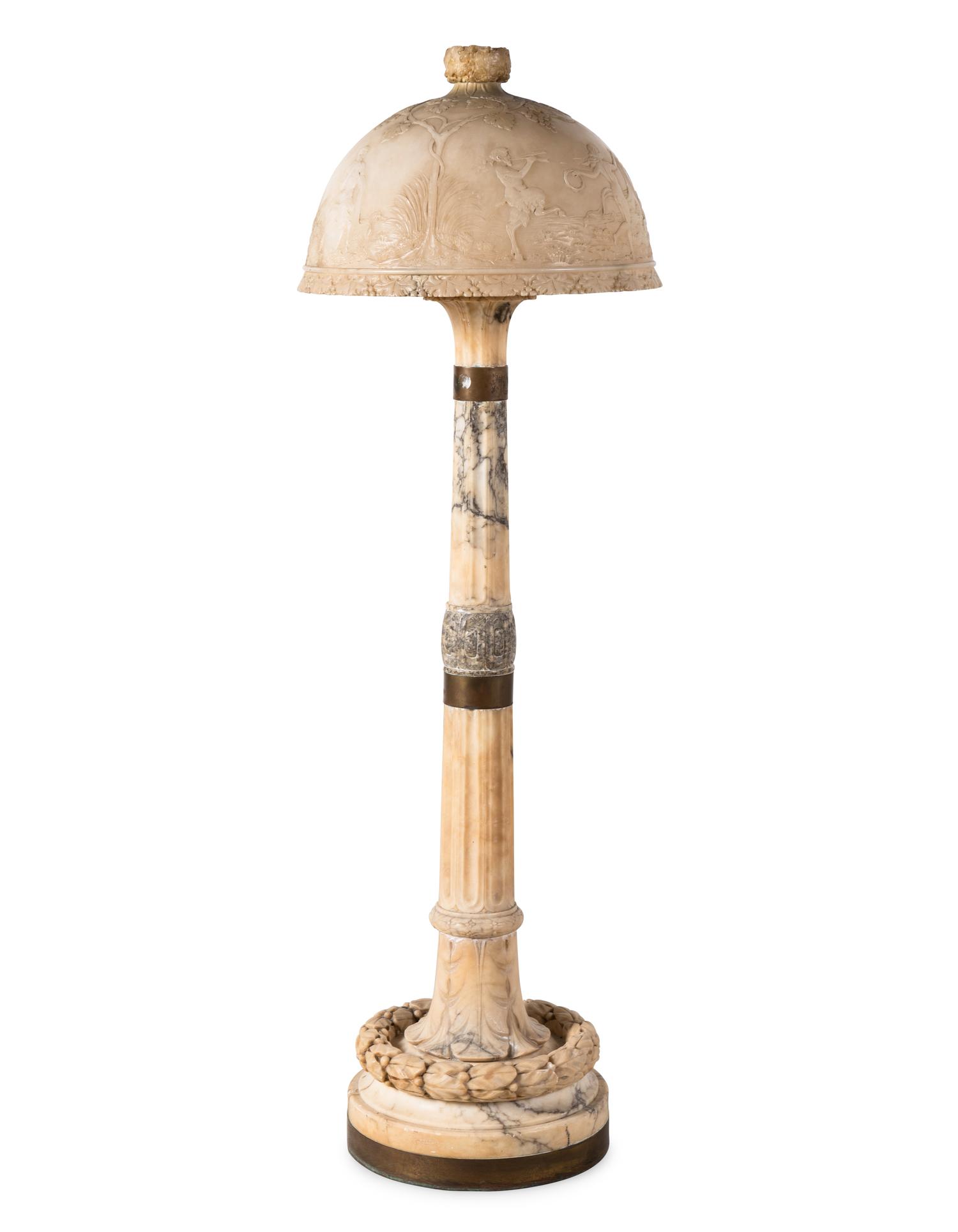 An Italian Alabaster Floor Lamp with Shade